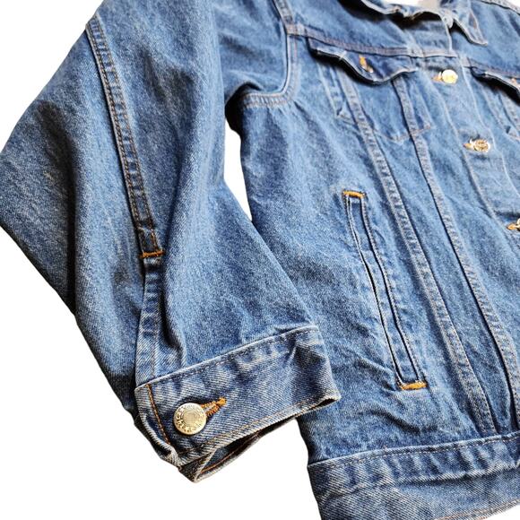 Vintage Trucker Style Tyca Embossed GRITS Womens Large 14-16 Denim Jacket - Picture 9 of 13